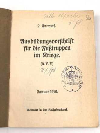 "Ausbildungsvorschrift für die Fußtruppen...