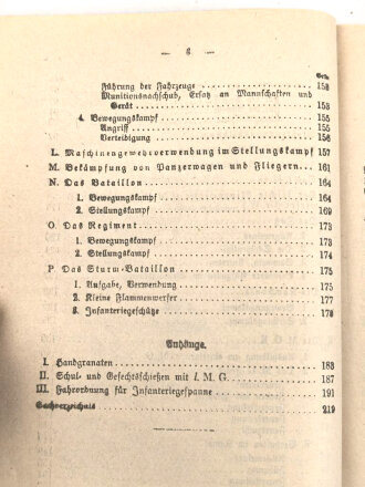 "Ausbildungsvorschrift für die Fußtruppen im Kriege" datiert 1918, 230 Seiten, DIN A6