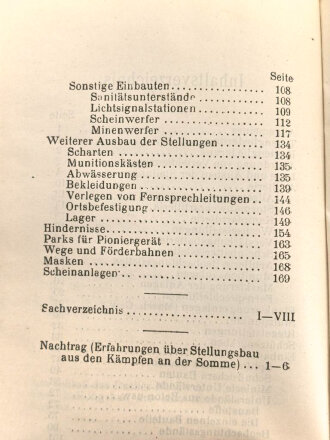"Leitsätze für den Ausbau unserer Stellungen" datiert 1916, ca. 200 Seiten, DIN A6