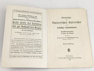 "Grundzüge des Theoretischen Unterrichts der freiwilligen Sanitätskolonnen" datiert 1914, 59 Seiten, über DIN A6