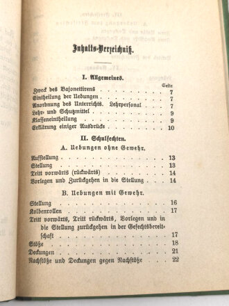 D.V.E.Nr. 166. "Bajonettir.Vorschrift" datiert 1901, 30 Seiten, DIN A6
