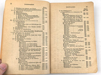 "Der Dienstunterricht für den Kanonier und Fahrer der Feldartillerie" datiert 1908, 162 Seiten, DIN A5