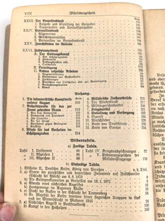 "Der Feldgraue - Leitfaden für den Dienstunterricht des Infanteristen" datiert 1916, 234 Seiten, DIN A5