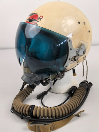 Russland, Pilotenhelm ZSH-5 aus den 1970iger Jahren. Erste Ausführung mit blauem Visier. Guter Gesamtzustand,