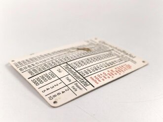Überschießtafel für die Maschinengewehr Lafette der Wehrmacht, leicht verbogen