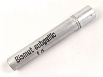 Aluminiumröhrchen leer "Bismut subgallic 1g" Sanitätsmaterial Wehrmacht