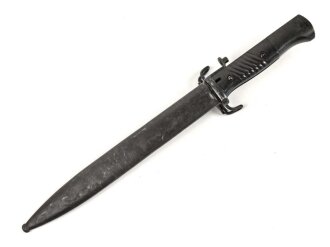 Norwegen, Seitengewehr Modell 84/98 der Wehrmacht aptiert für Modell 1957 Selbstladegewehr mit Tragehaken für ein U.S. Lochkoppel