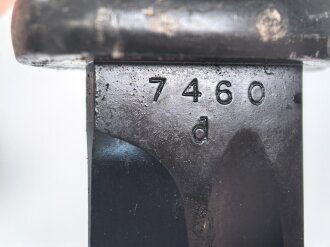 Norwegen, Seitengewehr Modell 84/98 der Wehrmacht aptiert für Modell 1957 Selbstladegewehr mit Tragehaken für ein U.S. Lochkoppel