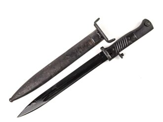 Norwegen, Seitengewehr Modell 84/98 der Wehrmacht aptiert für Modell 1957 Selbstladegewehr mit Tragehaken für ein U.S. Lochkoppel