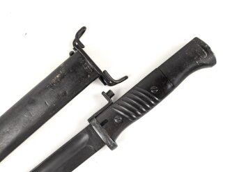 Norwegen, Seitengewehr Modell 84/98 der Wehrmacht aptiert für Modell 1957 Selbstladegewehr mit Tragehaken für ein U.S. Lochkoppel