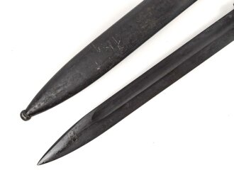 Norwegen, Seitengewehr Modell 84/98 der Wehrmacht aptiert für Modell 1957 Selbstladegewehr mit Tragehaken für ein U.S. Lochkoppel