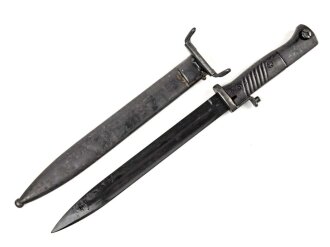 Norwegen, Seitengewehr Modell 84/98 der Wehrmacht aptiert für Modell 1957 Selbstladegewehr mit Tragehaken für ein U.S. Lochkoppel
