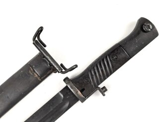 Norwegen, Seitengewehr Modell 84/98 der Wehrmacht aptiert für Modell 1957 Selbstladegewehr mit Tragehaken für ein U.S. Lochkoppel