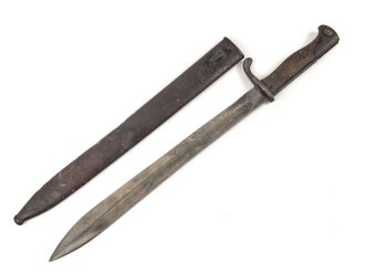 1.Weltkrieg Preussen, Seitengewerhr Modell 1898/05 mit preussischer Abnahme von 1918. Leicht narbiges Stück