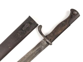 1.Weltkrieg Preussen, Seitengewerhr Modell 1898/05 mit preussischer Abnahme von 1918. Leicht narbiges Stück