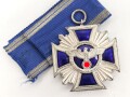 NSDAP Dienstauszeichnung in silber. Massive, dreiteilige Ausführung in sehr gutem Zustand, Band beiliegend