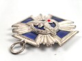 NSDAP Dienstauszeichnung in silber. Massive, dreiteilige Ausführung in sehr gutem Zustand, Band beiliegend