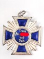 NSDAP Dienstauszeichnung in silber. Massive, dreiteilige Ausführung in sehr gutem Zustand, Band beiliegend