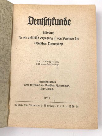 "Deutschkunde" datiert 1934, 341 Seiten, DIN A6