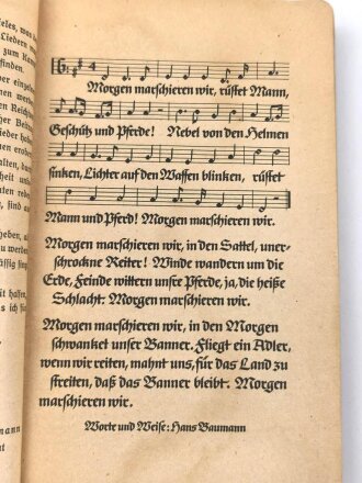 "Morgen marschieren wir - Liederbuch der deutschen Soldaten" datiert 1941, 219 Seiten, DIN A5