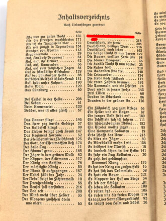 "Morgen marschieren wir - Liederbuch der deutschen Soldaten" datiert 1941, 219 Seiten, DIN A5