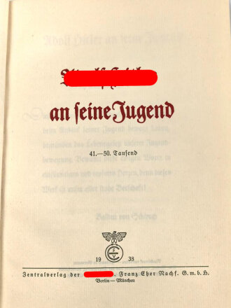 "Adolf Hitler an siene Jugend" datiert 1938, 219 Seiten, über DIN A5