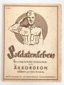"Soldatenleben - eine Folge beliebter Soldatenlieder für das Akkordeon" Nr.1074, 5 Seiten, über DIN A4