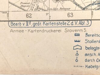 1. Weltkrieg "Artillerie-Zielkarte - Gruppe Ornes" 64 x 86cm, datiert 21.5.1918