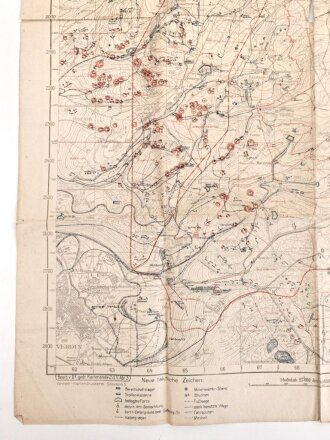 1. Weltkrieg "Artillerie-Zielkarte - Gruppe Ornes" 64 x 86cm, datiert 21.5.1918