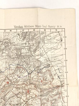 1. Weltkrieg "Verdun, Mittlere Maas-Toul.Nancy" 49 x 53cm, datiert 3.7.1916