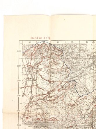 1. Weltkrieg "Verdun, Mittlere Maas-Toul.Nancy" 49 x 53cm, datiert 3.7.1916