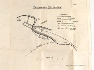 1. Weltkrieg "Kampfgelände um Fort Vaux in der Zeit vom März bis November 1916" 64 x 63cm