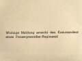 Dekorativer Druck aus der Zeit des zweiten Weltkrieges "Wichtige Medlung erreicht den Kommandeur eines Panzergrenadier-Regiments" Maße: 24,5 x 30,5 cm