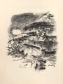 Dekorativer Druck aus der Zeit des zweiten Weltkrieges "Pak der Panzergrenadiere im Kampf gegen Feindpanzer" Maße: 24,5 x 30,5 cm