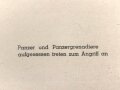 Dekorativer Druck aus der Zeit des zweiten Weltkrieges "Panzer und Panzergrenadiere aufgesessen treten zum Angriff an" Maße: 24,5 x 30,5 cm