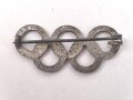 Olympiade 1936, Olympische Ringe als Anstecknadel, Breite 32mm