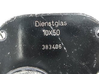 Dienstglas 10 x 50 Wehrmacht. Hersteller beh. Klare Durchsicht, Strichplatte rechts deutlich. verstellring schwer gängig