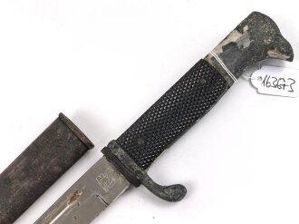 Extraseitengewehr KS98 für Angehörige des Heeres mit Klingenätzung. Hersteller Eickhorn Solingen. Klinge in gutem Zustand, sonst eher bescheiden