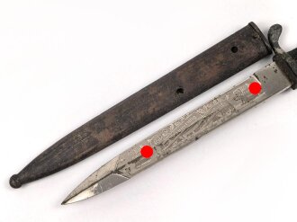 Extraseitengewehr KS98 für Angehörige des Heeres mit Klingenätzung. Hersteller Eickhorn Solingen. Klinge in gutem Zustand, sonst eher bescheiden