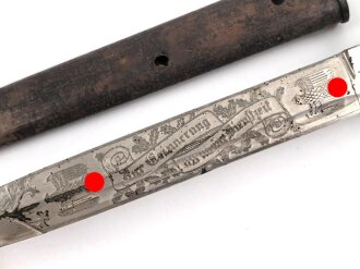 Extraseitengewehr KS98 für Angehörige des Heeres mit Klingenätzung. Hersteller Eickhorn Solingen. Klinge in gutem Zustand, sonst eher bescheiden