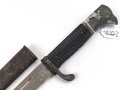 Extraseitengewehr KS98 für Angehörige des Heeres mit Klingenätzung. Hersteller Eickhorn Solingen. Klinge in gutem Zustand, sonst eher bescheiden