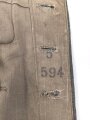 Heer, Feldbluse für Mannschaften Modell 1943. Stark getragenes Stück, die Kragenspiegel original vernäht