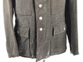 Heer, Feldbluse für Mannschaften Modell 1943. Stark getragenes Stück, die Kragenspiegel original vernäht
