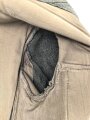 Heer, Feldbluse für Mannschaften Modell 1943. Stark getragenes Stück, die Kragenspiegel original vernäht