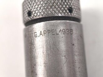 RG 34, Reinigungsgerät 34  für Kaliber 22 Wehrsportkarabiner. Hersteller G.Appel, späte Kette aus Zink, Luftwaffenblauer Originallack