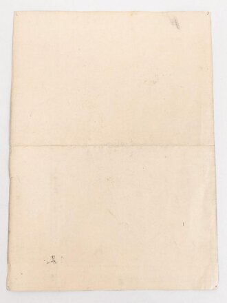 Erinnerungsurkunde anlässlich der "Wehrgabe der SA zum 46. Geburtstag des Führers am 20. April 1935" Standarte R119 Stuttgart" Maße 28 x 39cm, mittig gefaltet