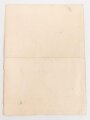 Erinnerungsurkunde anlässlich der "Wehrgabe der SA zum 46. Geburtstag des Führers am 20. April 1935" Standarte R119 Stuttgart" Maße 28 x 39cm, mittig gefaltet