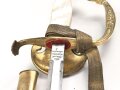 Bayern, Degen für Staatsbeamte. Ausführung ab 1886 mit Krone statt Monogramm. Lieferant Christian Block München. Saubere Klinge mit beidseitiger Ätzung " In treue Fest" Der obere Scheidenbeschlag ist beweglich .