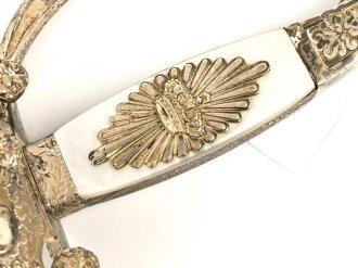 Bayern, Degen für Staatsbeamte. Ausführung ab 1886 mit Krone statt Monogramm. Versilberte Ausführung für zum Beispiel Eisenbahnbeamte.