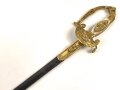 Bayern, Degen für Staatsbeamte. Ausführung mit gekröntem Monogramm " M " für König Maximilian II. (1848-1864) . Die Klinge beidseitig gebläut, leicht verputzt. Hersteller "R.Knecht in Solingen "